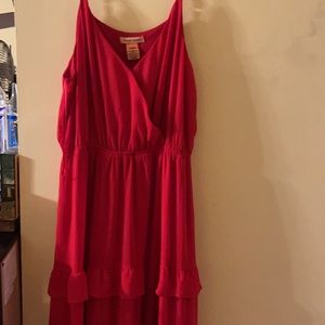 Red maxi dress.